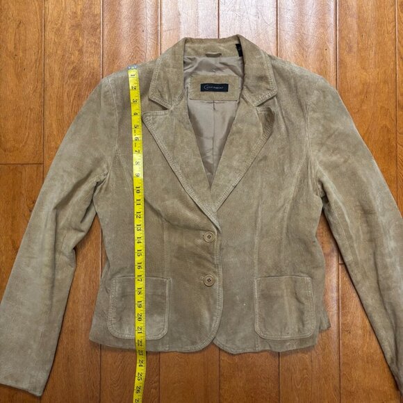 Vintage Context Womens Suede Leather Blazer Jacket Sz L Country Preppy 90s Y2K - Picture 10 of 15